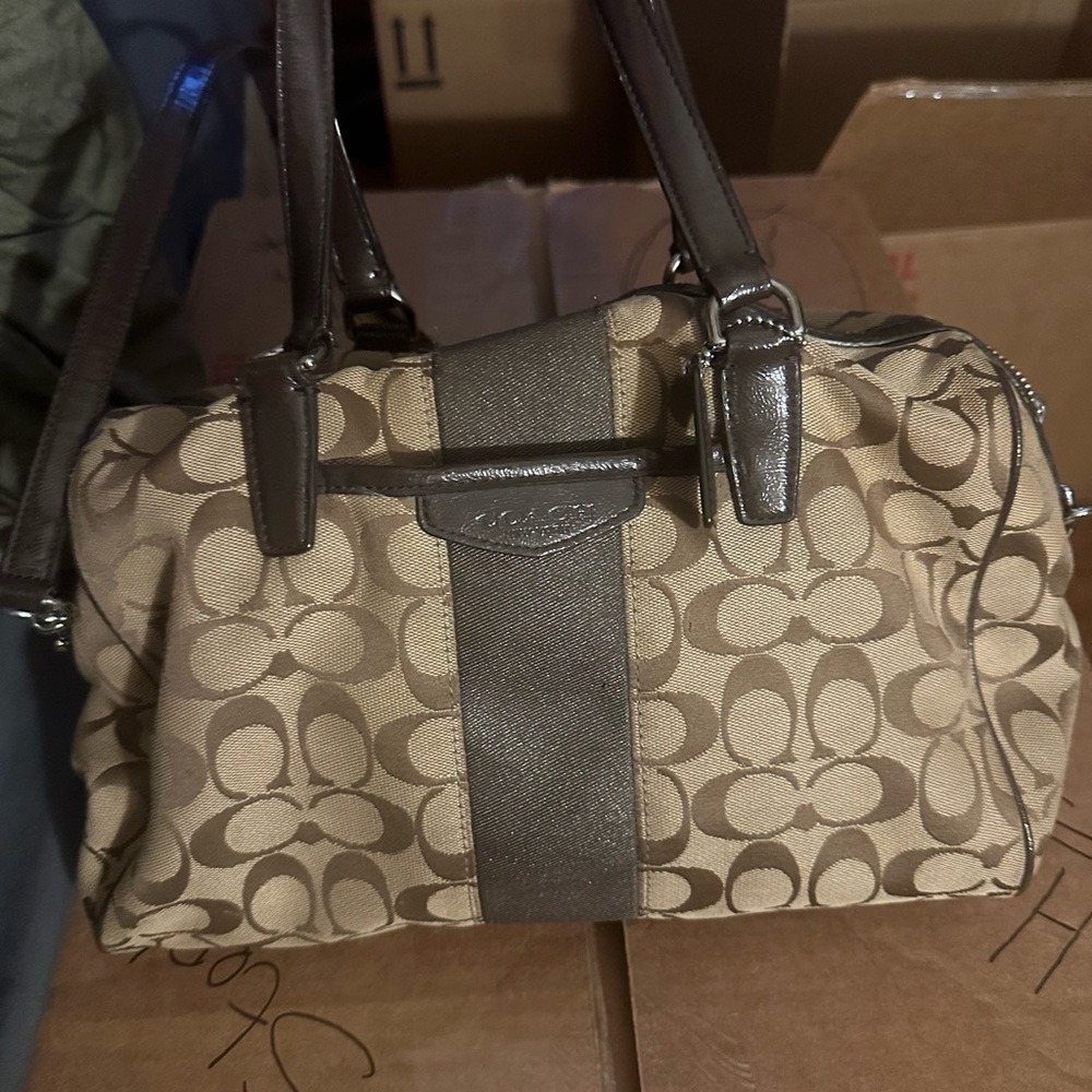 Coach Brown and Tan Signature Satchel